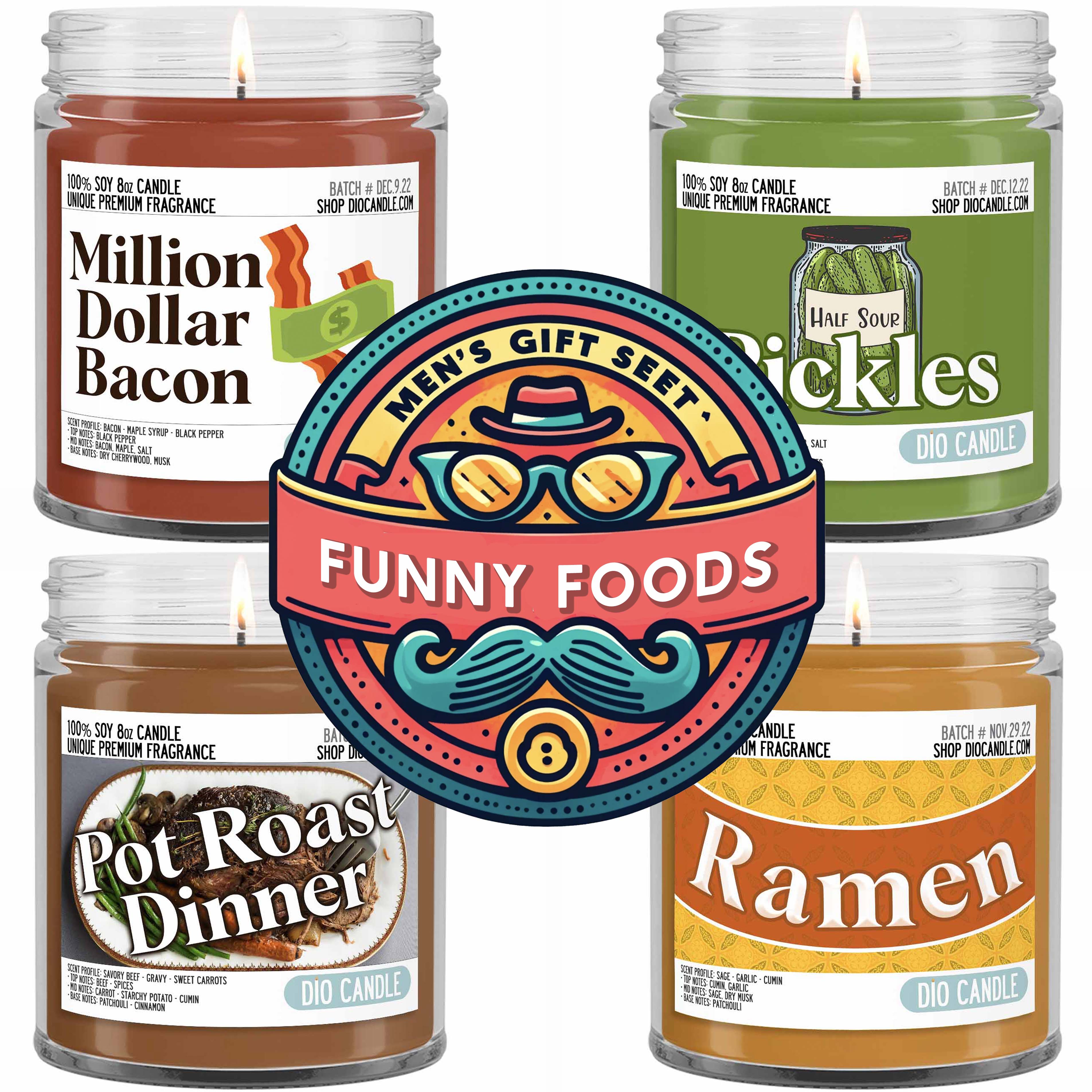 Men's 4 Candles Gift Set  - Funny Foods Edition