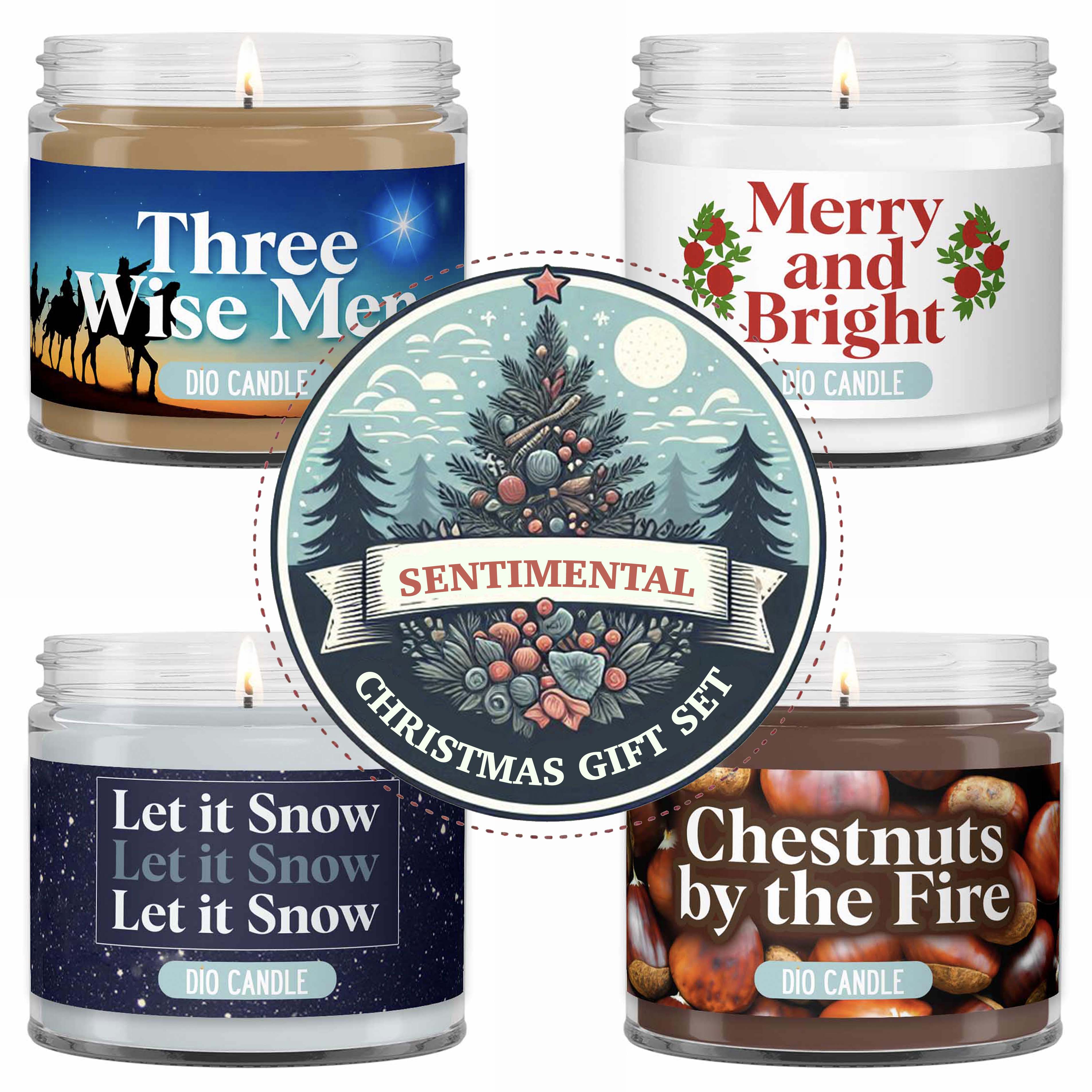 Sentimental Christmas 4 Candles Gift Set