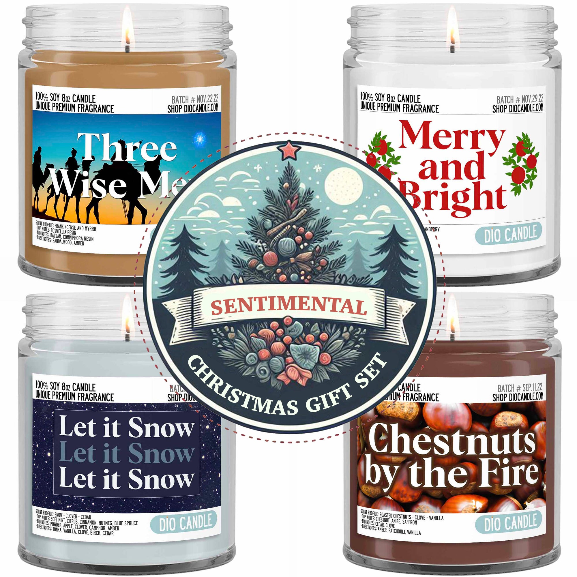 Sentimental Christmas 4 Candles Gift Set