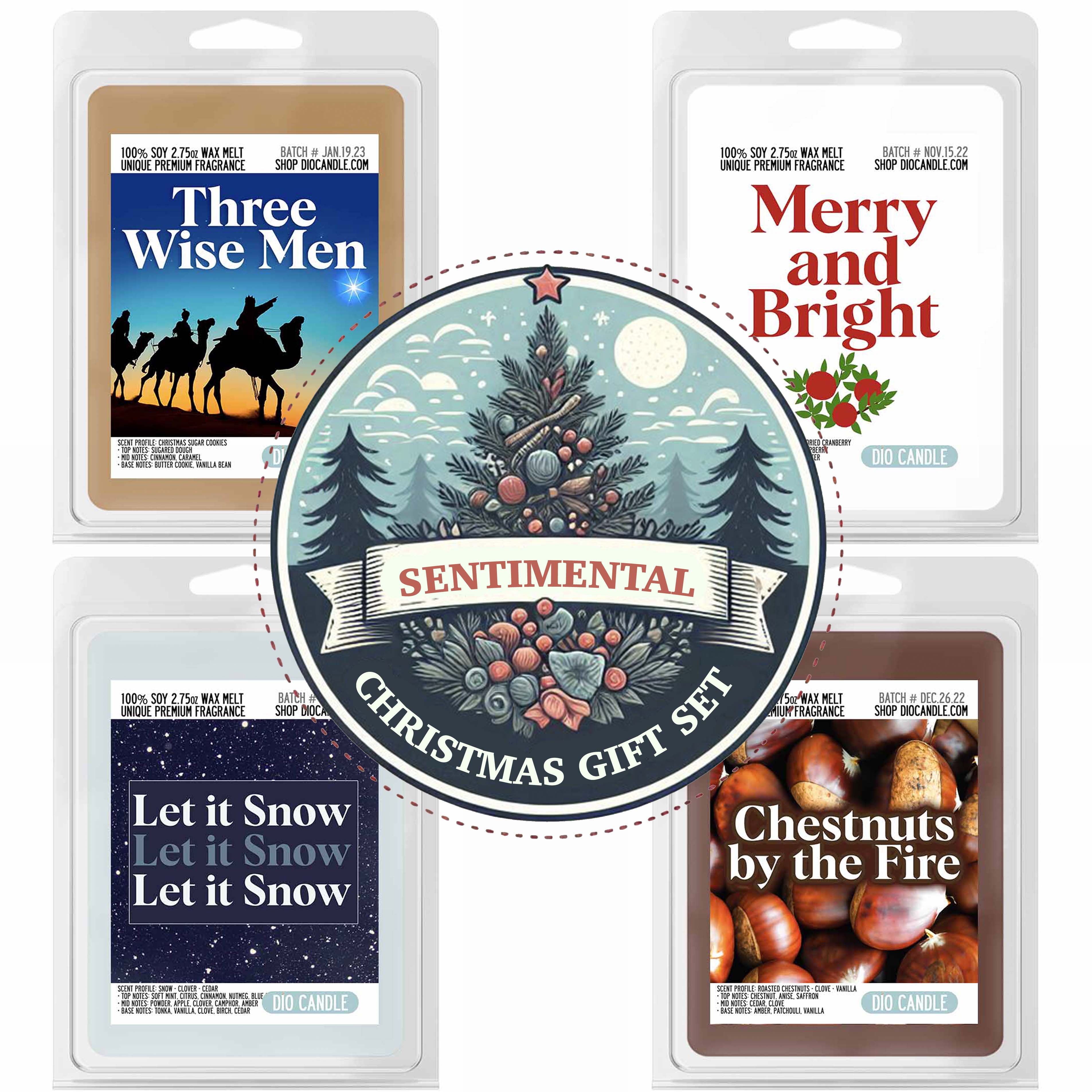 Sentimental Christmas 4 Candles Gift Set