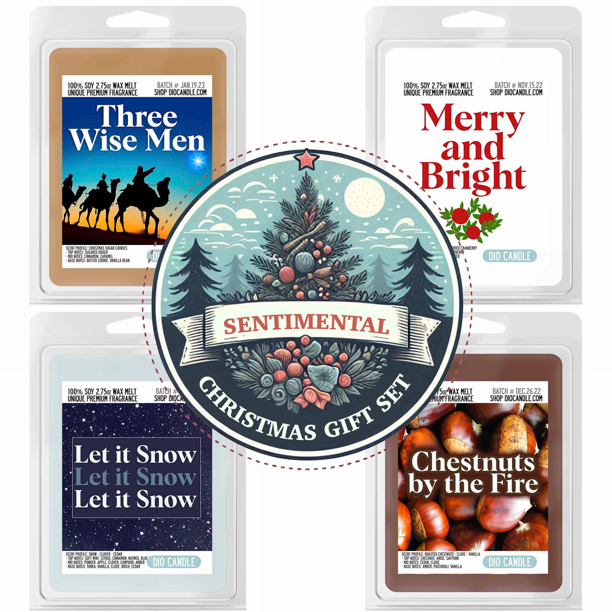 Sentimental Christmas 4 Candles Gift Set