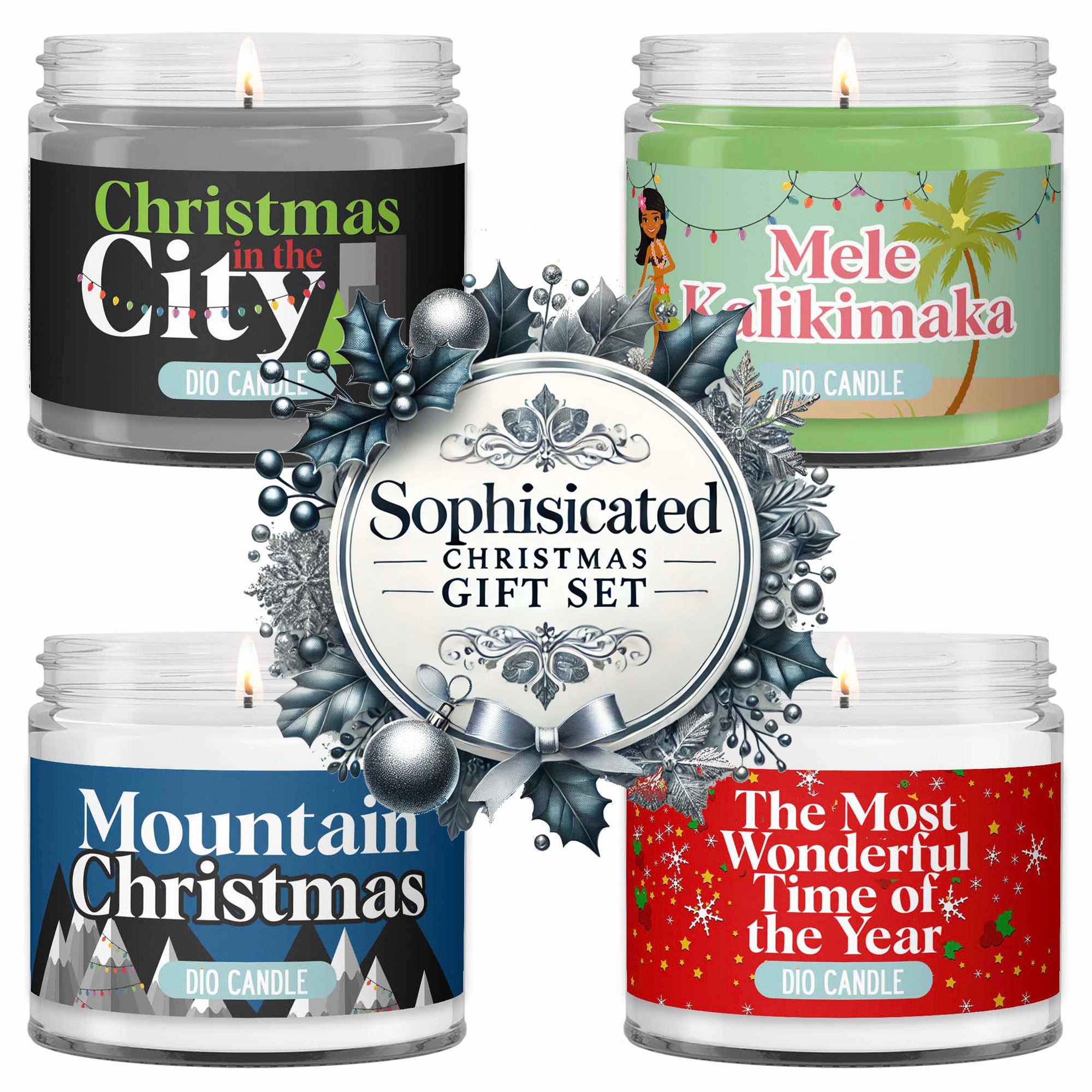 Sophisticated Christmas 4 Candles Gift Set
