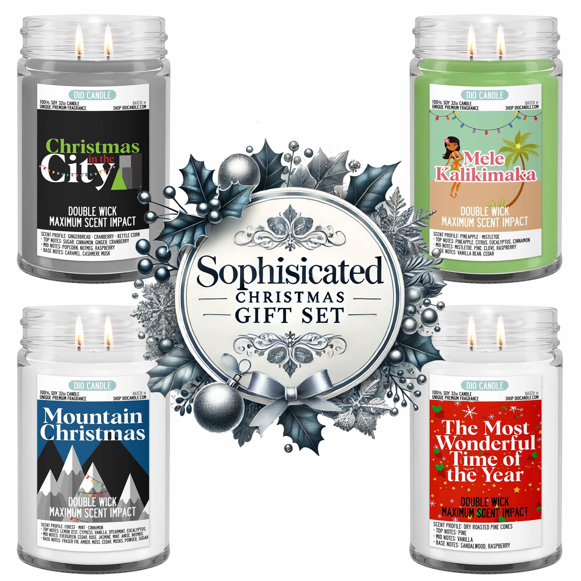 Sophisticated Christmas 4 Candles Gift Set