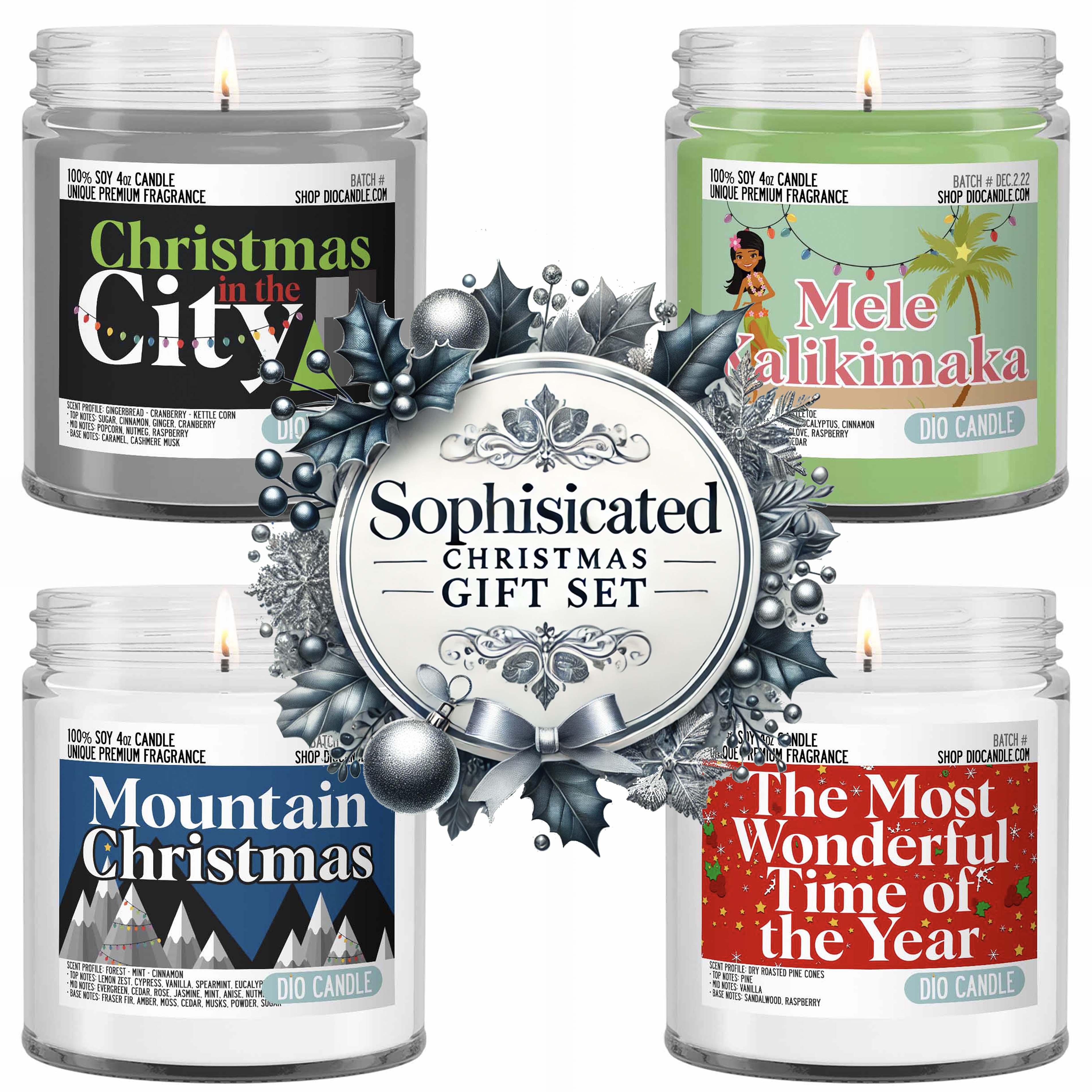 Sophisticated Christmas 4 Candles Gift Set