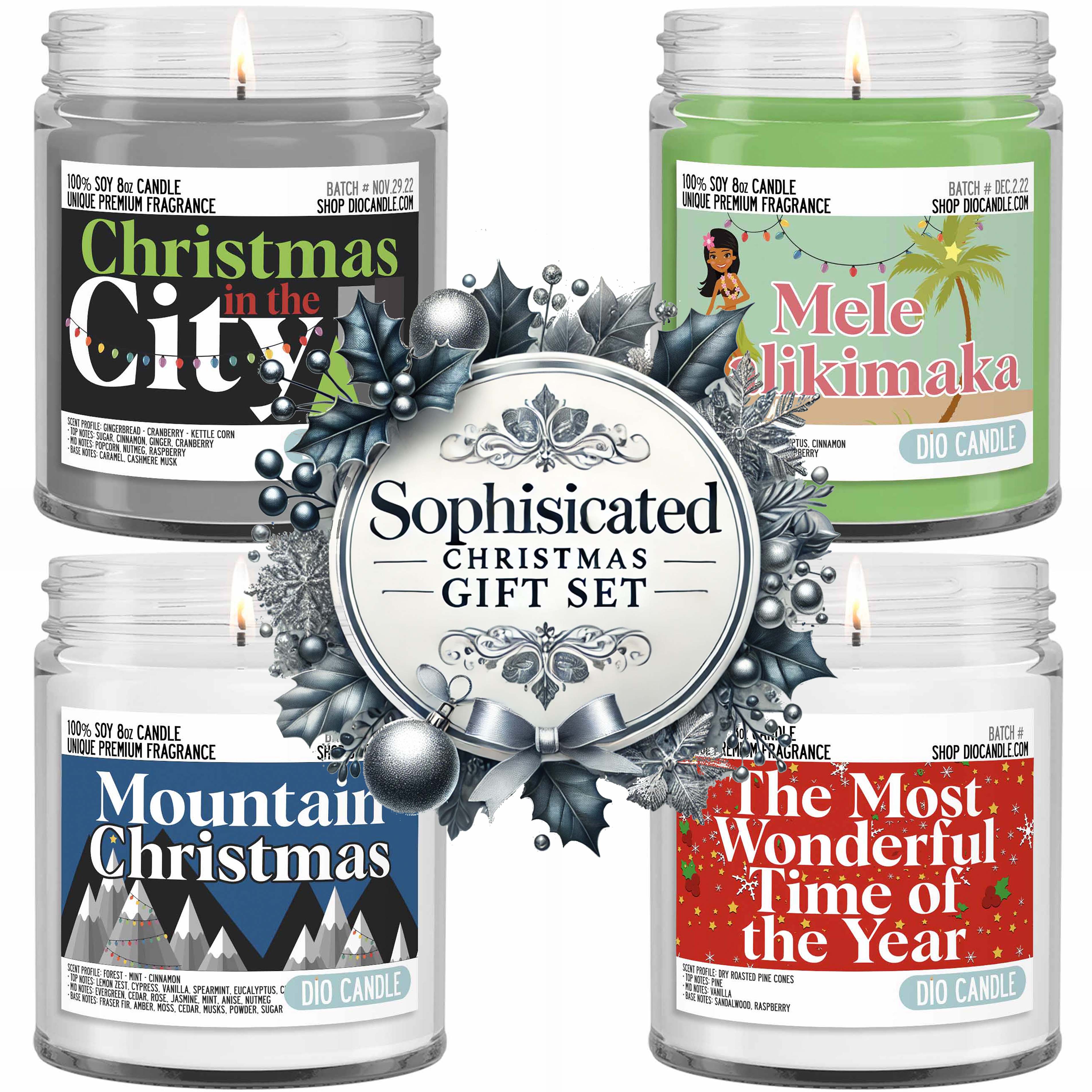 Sophisticated Christmas 4 Candles Gift Set