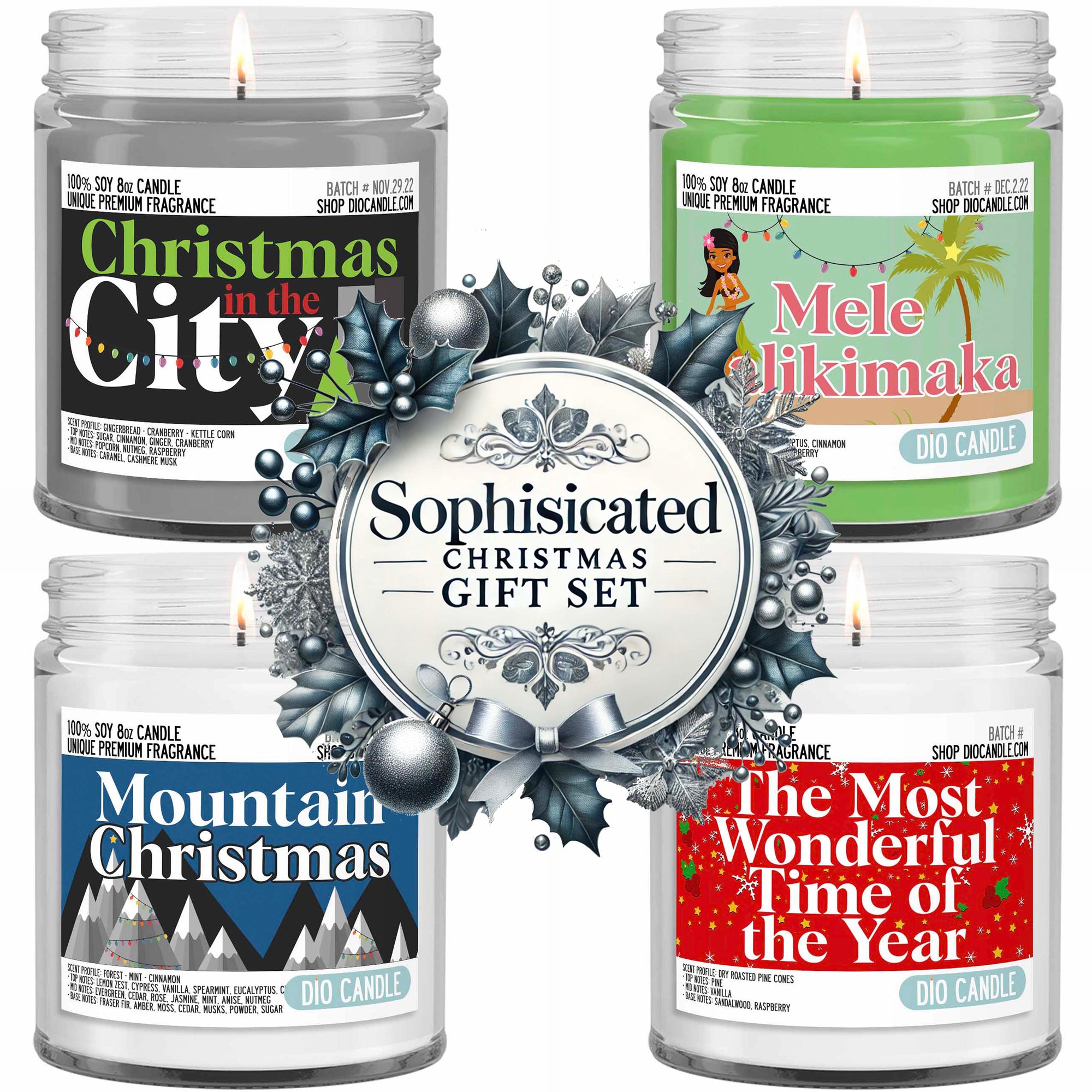 Sophisticated Christmas 4 Candles Gift Set