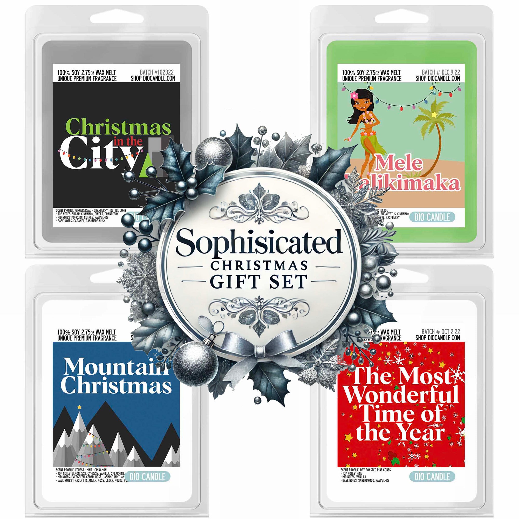 Sophisticated Christmas 4 Candles Gift Set