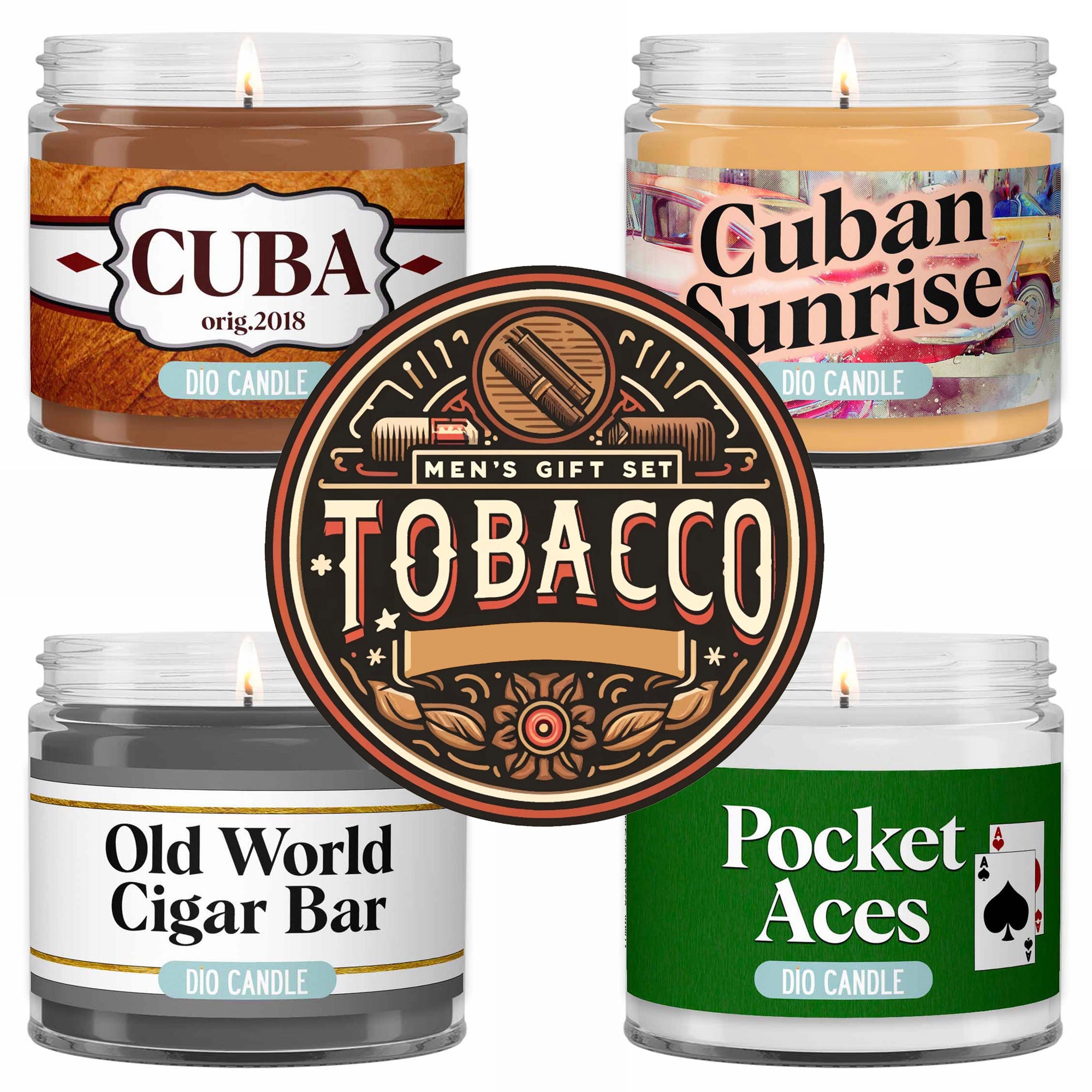 Men's 4 Candles Gift Set  - Tobacco Edition