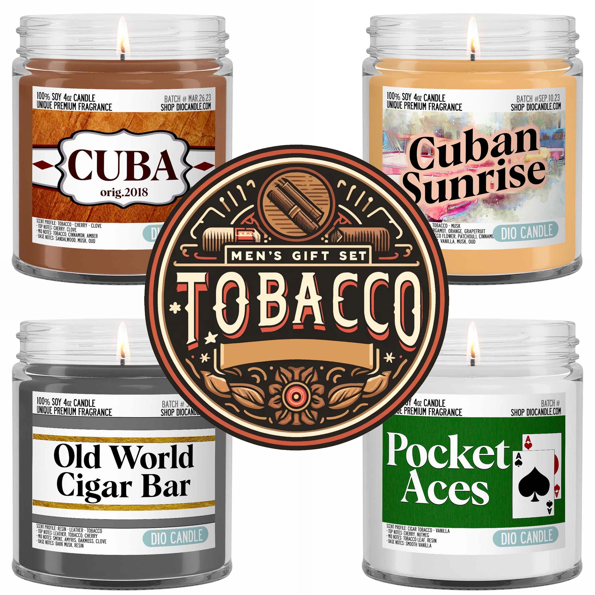 Men's 4 Candles Gift Set  - Tobacco Edition