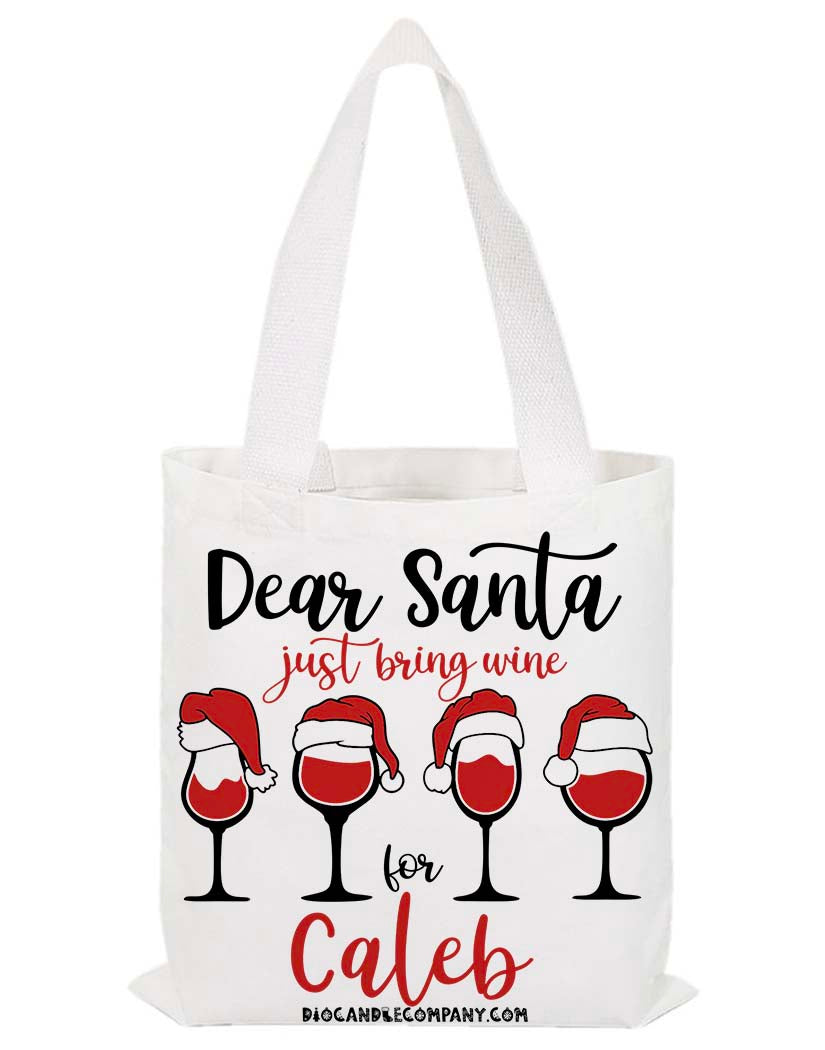 Personalized Santa Brings Wine Tote Bag