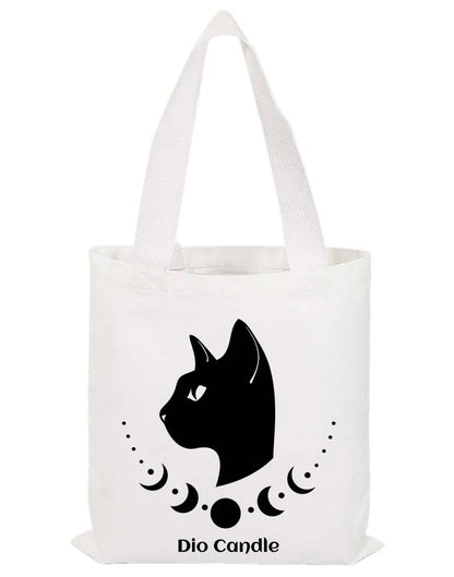 Black Cat Moon Phase Tote Bag