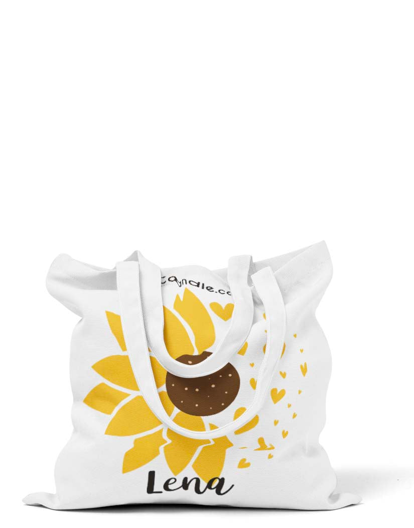 Personalized Sunflower Hearts Tote Bag