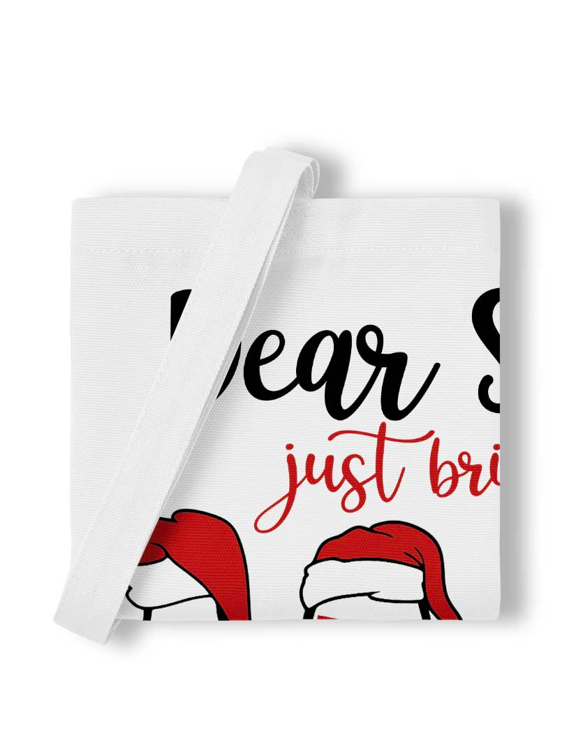 Personalized Santa Brings Wine Tote Bag