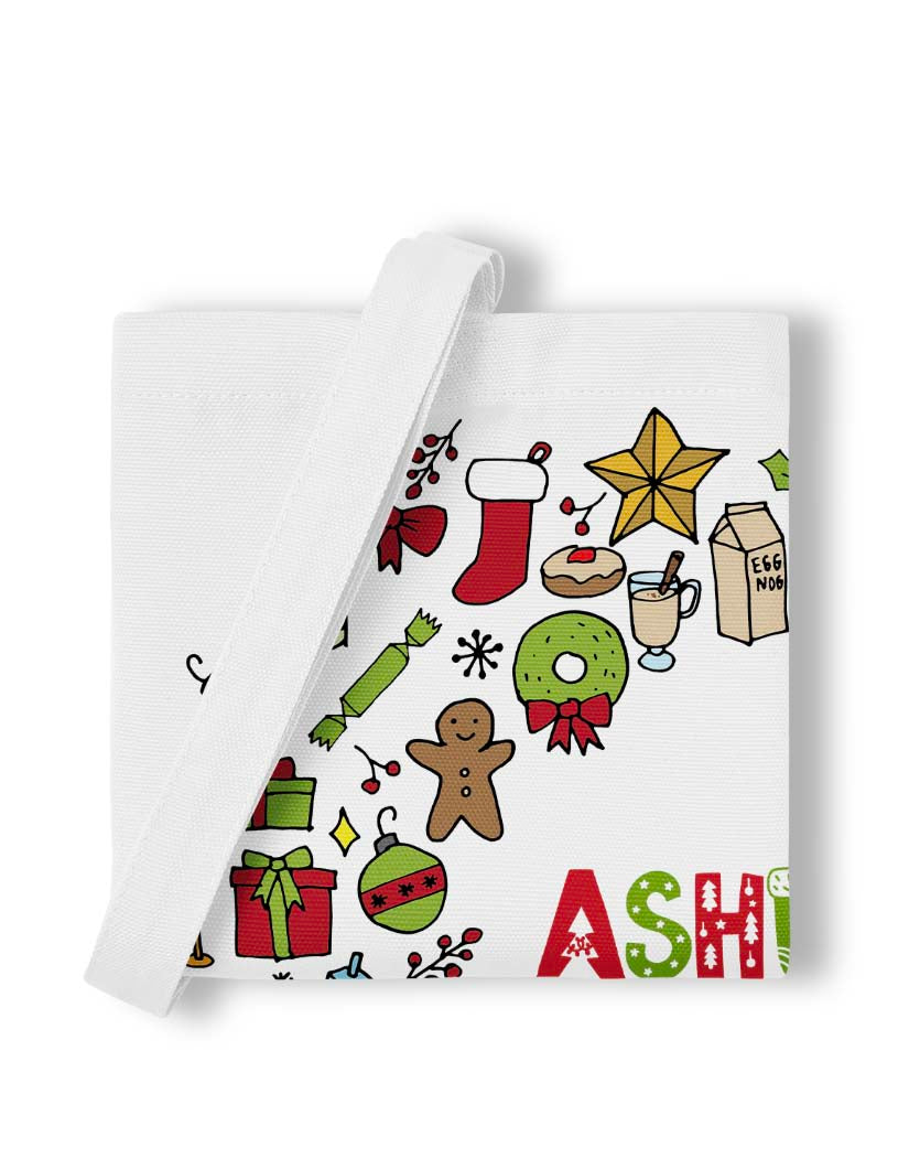 Personalized Christmas Wreath Tote Bag