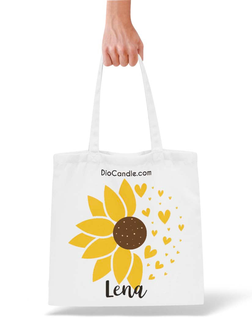 Personalized Sunflower Hearts Tote Bag