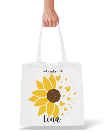 Personalized Sunflower Hearts Tote Bag