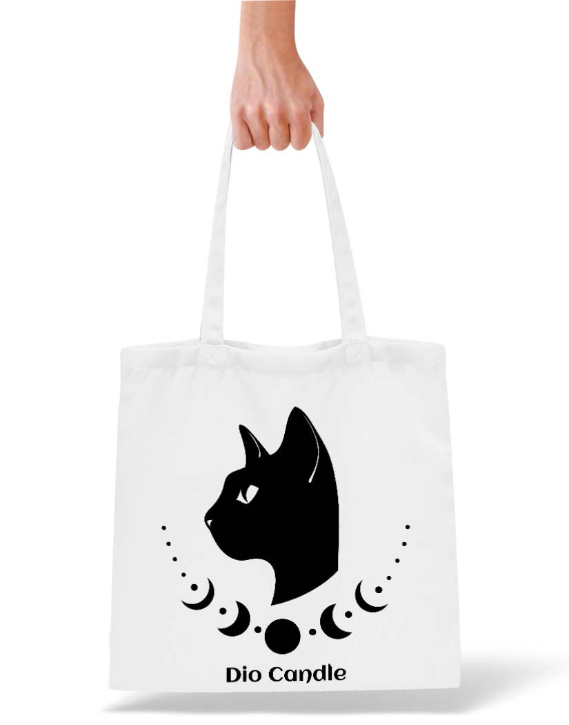 Black Cat Moon Phase Tote Bag