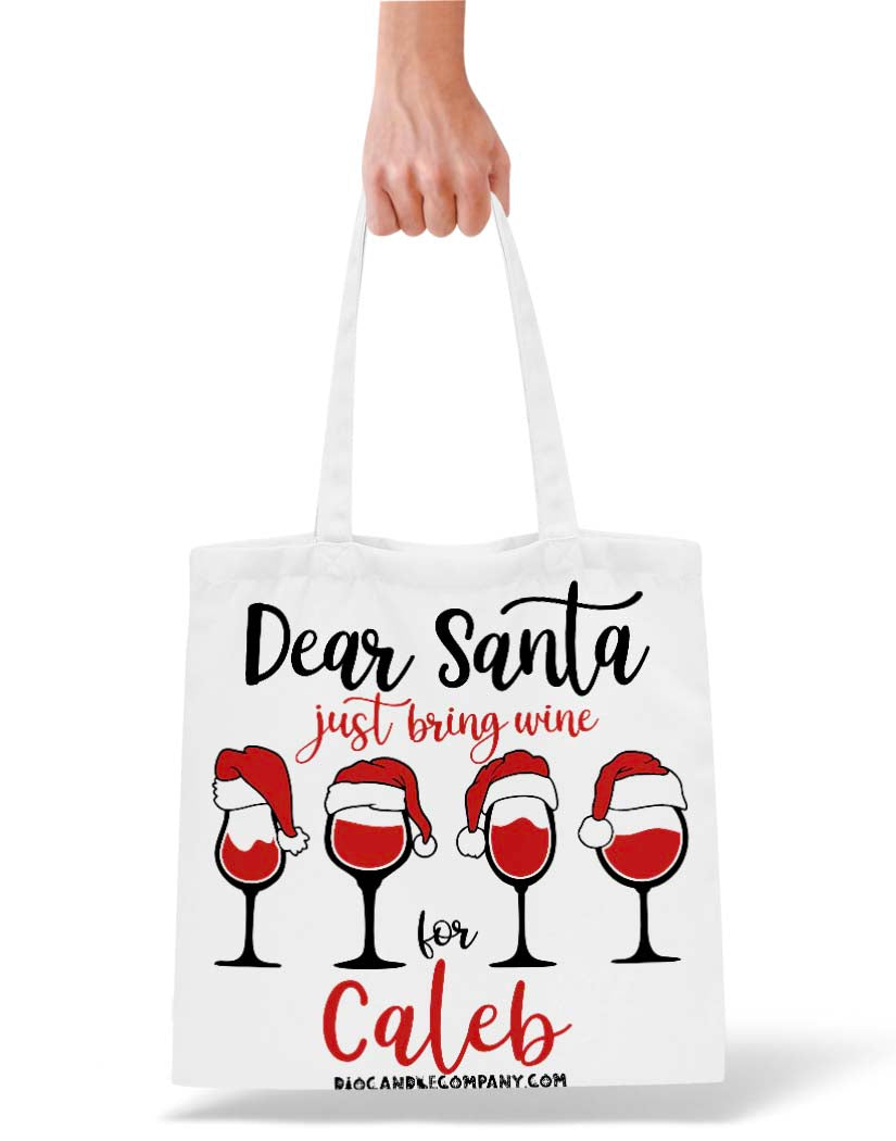 Personalized Santa Brings Wine Tote Bag