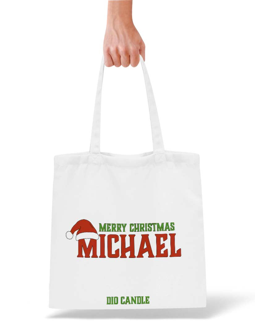 Personalized Santa Hat Tote Bag