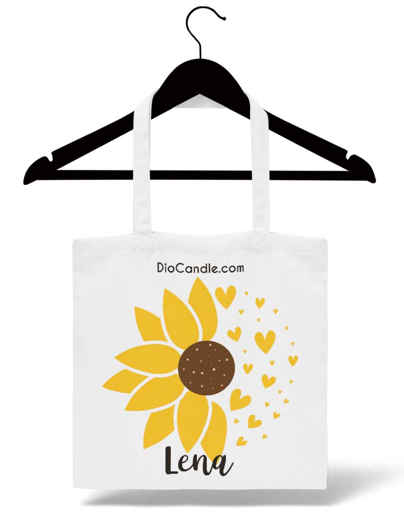 Personalized Sunflower Hearts Tote Bag