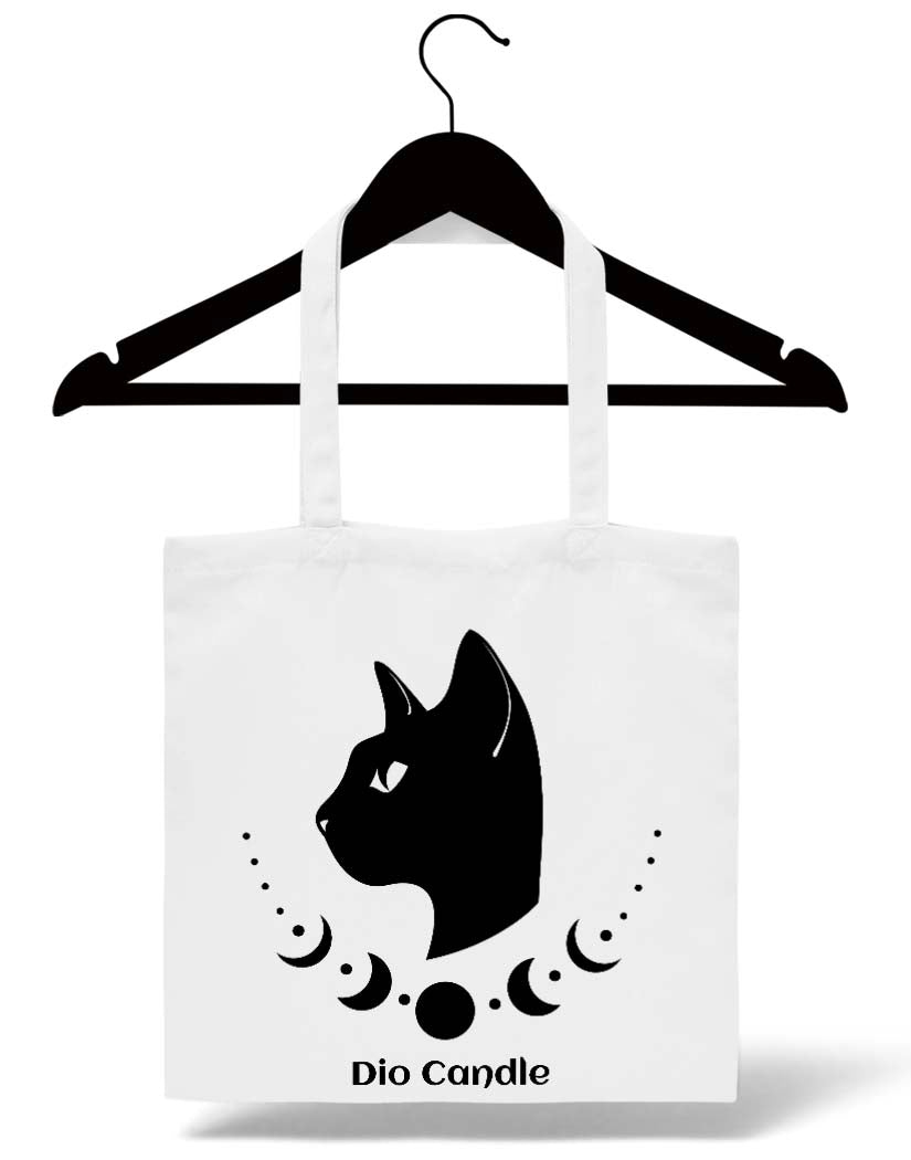 Black Cat Moon Phase Tote Bag