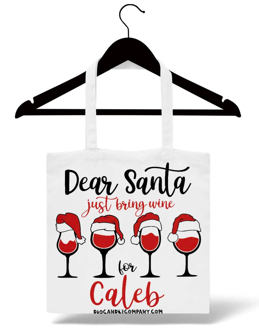 Personalized Santa Brings Wine Tote Bag