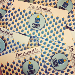 Dio Adorable Candle Addict 1" Round Enamel Pin  Scented - Dio Candle Company