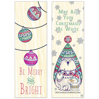 Double Sided White Christmas Aspen Wood Bookmark Double Sided Printed Adorable Bookmarks Scented - Dio Candle Company