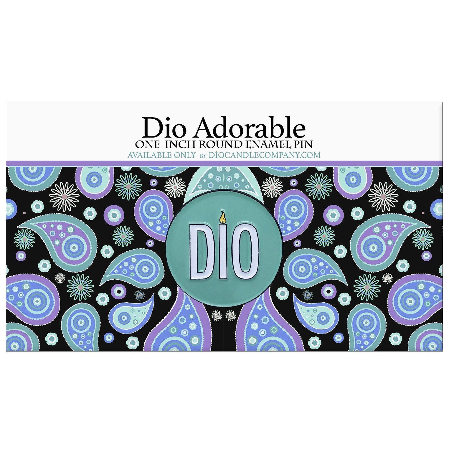 Dio Adorable Logo 1" Round Enamel Pin  Scented - Dio Candle Company