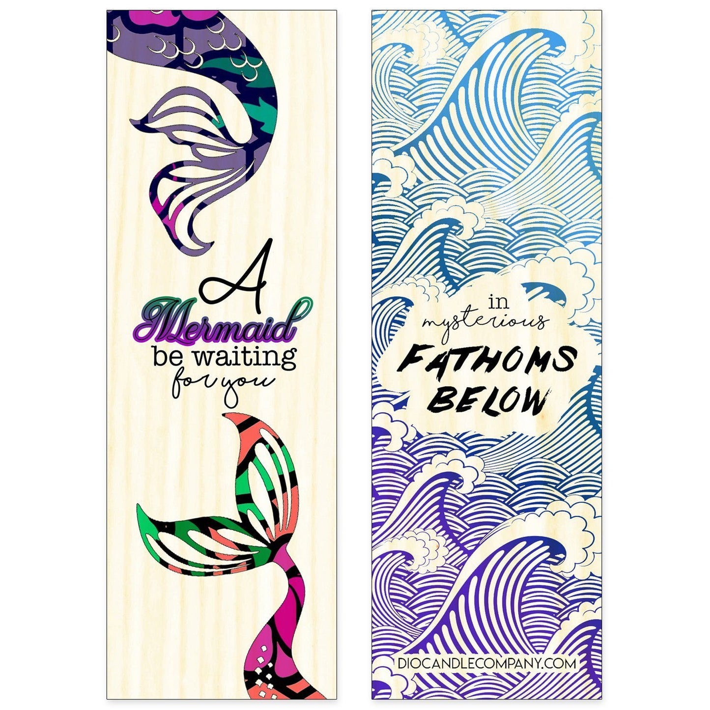 Double Sided Mermaid Aspen Wood Bookmark Double Sided Printed Adorable Bookmarks Scented - Dio Candle Company